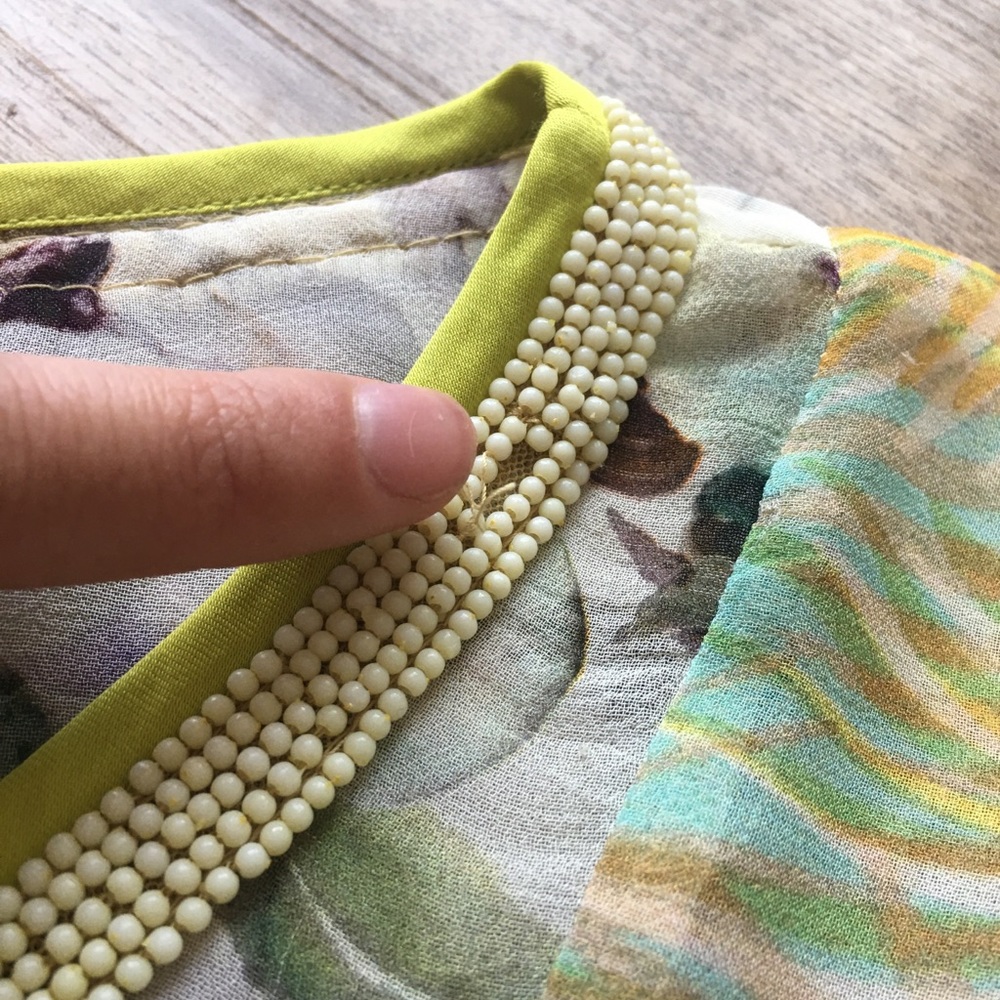 Anthropologie bl^nk Lemon Grove Beaded Blouse L - Picture 4 of 11